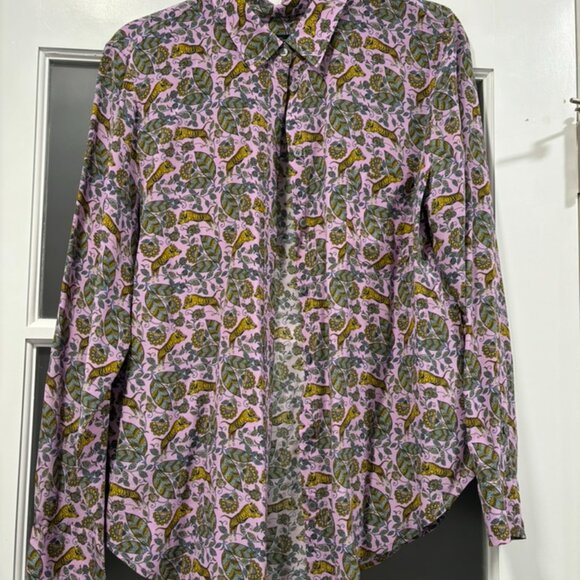 J. Crew Tiger Silk Blouse Size 14 - Picture 2 of 4